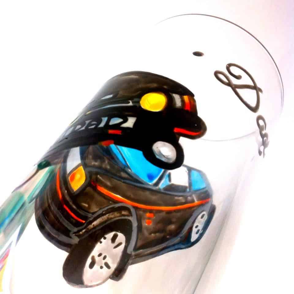 hand painted glass car