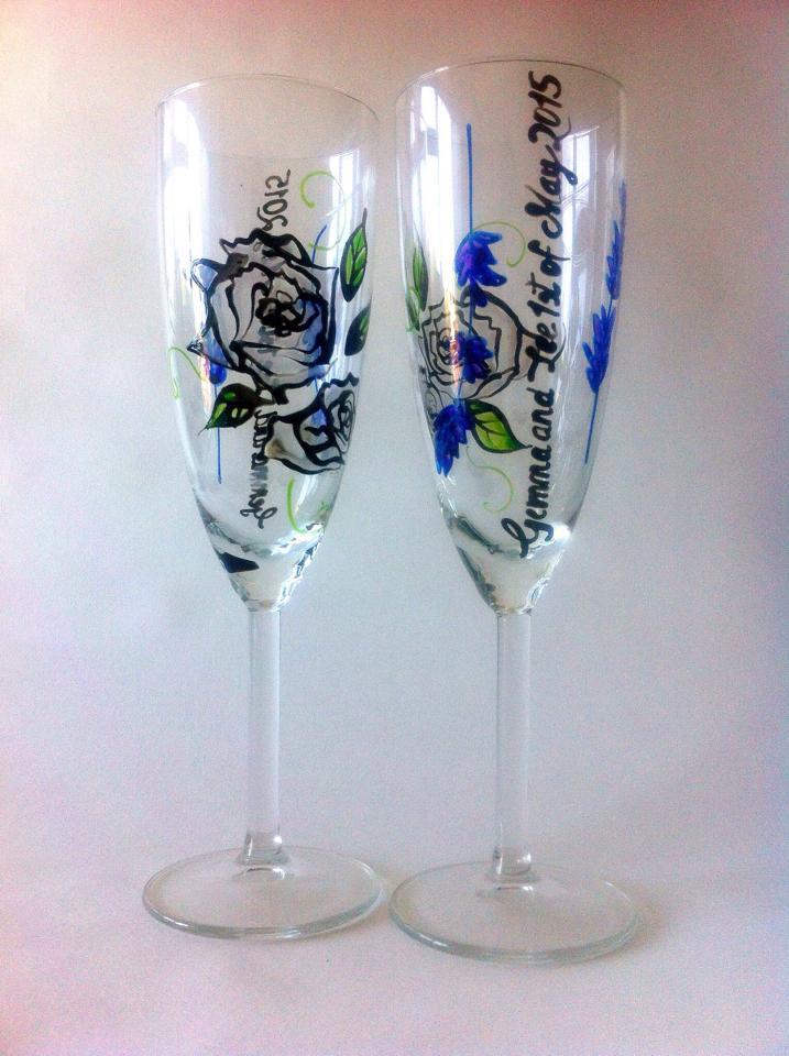 hand painted glass flowers