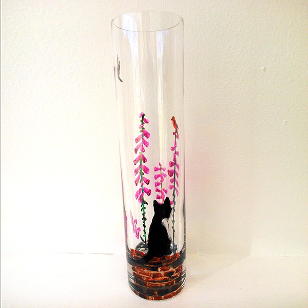 foxglove cat vase